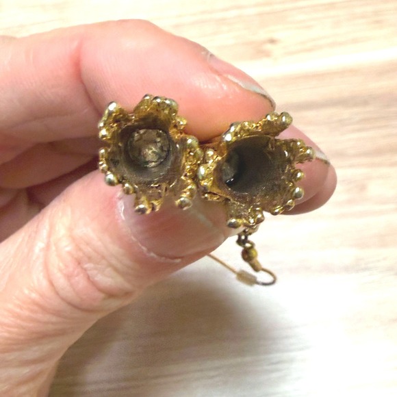 Vintage Gold Tone Faux Pearl Metal Tassel Drop Dangle Earrings Boho Style - Picture 3 of 6